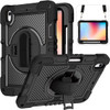 Military Grade 3-IN-1 Hybrid Armor Case with Hand and Shoulder Strap for iPad (10th Generation) - Black