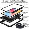 Military Grade 3-IN-1 Hybrid Armor Case with Hand and Shoulder Strap for iPad (10th Generation) - Black