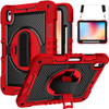 Military Grade 3-IN-1 Hybrid Armor Case with Hand and Shoulder Strap for iPad (10th Generation) - Red