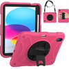 Military Grade 3-IN-1 Shockproof Hybrid Case with Hand Strap for iPad (10th Generation) - Hot Pink