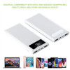 10000mAh Power Bank Battery with Smart Digital Display and 3-Pack Charging Cable - White