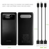 10000mAh Power Bank Battery with Smart Digital Display and 3-Pack Charging Cable - Black