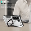 Military Grade Shockproof Hybrid Armor Case with Ring Grip for Samsung Galaxy S23 - Silver