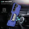 Military Grade Shockproof Hybrid Armor Case with Ring Holder for Samsung Galaxy S22 Plus 5G - Navy Blue
