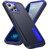 Military Grade TUFF Hybrid Armor Case with Kickstand for iPhone 12 / iPhone 12 Pro - Black Blue