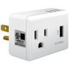 UL Certified AC Outlet + 12Watt (2.4Amp) USB Port Wall Charger - White