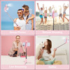 Selfie Stick with LED Light, Wireless Remote Shutter Button and Tripod Base - Pink