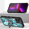 Military Grade Shockproof Hybrid Armor Case with Ring Grip for iPhone 14 Pro - Marble Blue