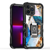Military Grade Shockproof Hybrid Armor Case with Ring Grip for iPhone 14 Pro - Marble