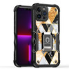 Military Grade Shockproof Hybrid Armor Case with Ring Grip for iPhone 14 Pro - Marble Gold