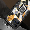 Military Grade Shockproof Hybrid Armor Case with Ring Grip for iPhone 14 Pro - Marble Gold