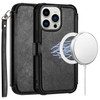 MagSafe Compatible Leather Wallet Case for iPhone 14 Pro - Black