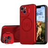 MagSafe Compatible Hybrid Case with Camera Ring Stand for iPhone 14 - Red