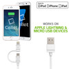 Cellet MFi Certified 2-IN-1 Micro-USB + Lightning Connector Charging and Data Sync Cable - White