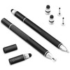 2-Pack 3-IN-1 Dual Tip Capacitive Touch Screen Stylus Pen - Black