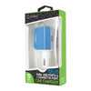 High Power 15 Watt 3.1 Amp Dual USB Car Charger with Cigarette Lighter Port - Blue