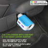 High Power 15 Watt 3.1 Amp Dual USB Car Charger with Cigarette Lighter Port - Blue