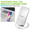 Qi Certified Wireless Charging Stand with Adjustable Dual Coils - Silver