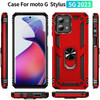 Military Grade Hybrid Case with Ring Grip for Motorola Moto G Stylus 5G 2023 - Red
