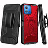 3-IN-1 Advanced Armor Hybrid Case with Belt Clip Holster for Motorola Moto G Power 5G 2023 - Red