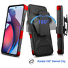 3-IN-1 Advanced Armor Hybrid Case with Belt Clip Holster for Motorola Moto G Power 5G 2023 - Red