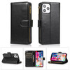 Leather Wallet Case with Zipper Pocket for iPhone 12 / iPhone 12 Pro - Black