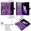 Leather Wallet Case with Zipper Pocket for iPhone 12 / iPhone 12 Pro - Purple