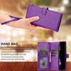 Leather Wallet Case with Zipper Pocket for iPhone 12 / iPhone 12 Pro - Purple