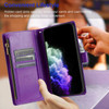 Leather Wallet Case with Zipper Pocket for iPhone 12 / iPhone 12 Pro - Purple
