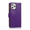 Leather Wallet Case with Zipper Pocket for iPhone 12 / iPhone 12 Pro - Purple