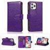 Leather Wallet Case with Zipper Pocket for iPhone 12 / iPhone 12 Pro - Purple