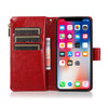 Leather Wallet Case with Zipper Pocket for iPhone 12 / iPhone 12 Pro - Red