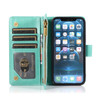 Leather Wallet Case with Zipper Pocket for iPhone 12 / iPhone 12 Pro - Teal