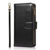 Leather Wallet Case with Zipper Pocket for iPhone XR - Black