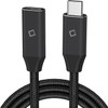 High-Speed USB-C Male to USB-C Female Charge & Sync Braided Extension Cable - Black