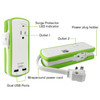 Compact 2 Outlet Surge Protector + Dual Optimized USB-A Charging Ports