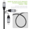 10 ft. Nylon Braided MFi Certified Lightning Connector to USB-A Charge and Sync Cable - Black