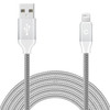 10 ft. Nylon Braided MFi Certified Lightning Connector to USB-A Charge and Sync Cable - Silver