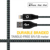 6 ft. Nylon Braided MFi Certified Lightning Connector to USB-A Charge and Sync Cable - Black