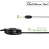 Retractable MFi Certified Lightning Connector to USB-A Charge and Sync Flat Cable - Black