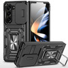 Military Grade Ring Holder Case with Camera Lens Cover for Samsung Galaxy Z Fold 5 - Black