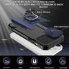 Military Grade All-In-One Ring Stand Card Case for iPhone 15 Pro Max - Navy Blue