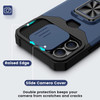 Military Grade All-In-One Ring Stand Card Case for iPhone 15 Pro - Navy Blue