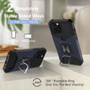 Military Grade All-In-One Ring Stand Card Case for iPhone 15 Pro - Navy Blue