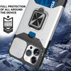 Military Grade All-In-One Ring Stand Card Case for iPhone 15 Pro - Silver