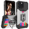 Military Grade All-In-One Ring Stand Card Case for iPhone 15 Pro - Silver