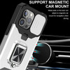 Military Grade All-In-One Ring Stand Card Case for iPhone 15 Pro - Silver