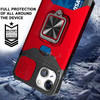 Military Grade All-In-One Ring Stand Card Case for iPhone 15 Plus - Red
