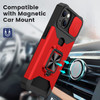 Military Grade All-In-One Ring Stand Card Case for iPhone 15 - Red