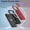 MagSafe Compatible Hybrid Case with Camera Ring Stand for iPhone 15 - Red